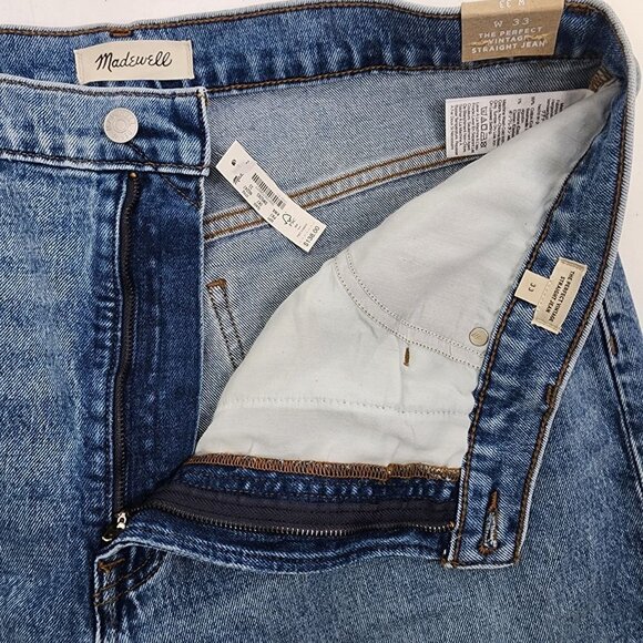 New Madewell The Perfect Vintage Straight Jeans Knee-Rip Edition Women's Size 33 - Picture 12 of 15